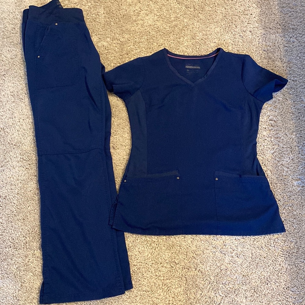 Purple Label Yoga by Healing Hands, Navy Blue, Scrub set size XS